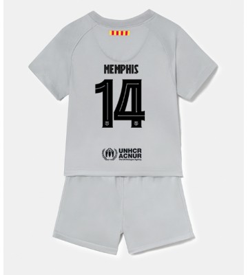 Barcelona Memphis Depay #14 Tredjedraktsett Barn 2022-23 Kortermet (+ Korte bukser)